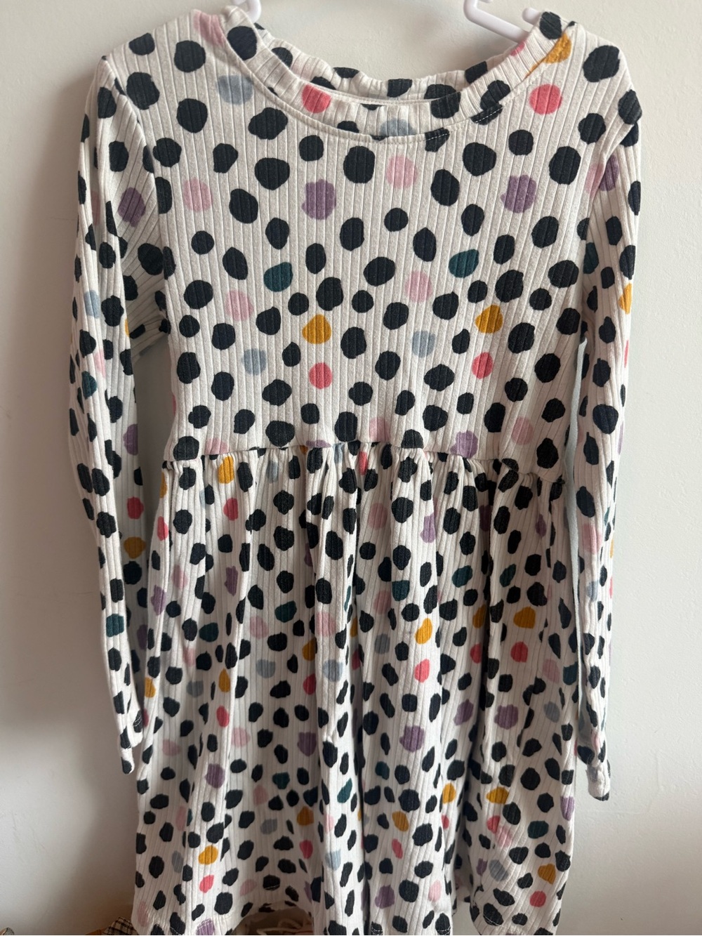 Hanna Anderson Ribbed Long Sleeve Polka Dot Knit Dress- 5